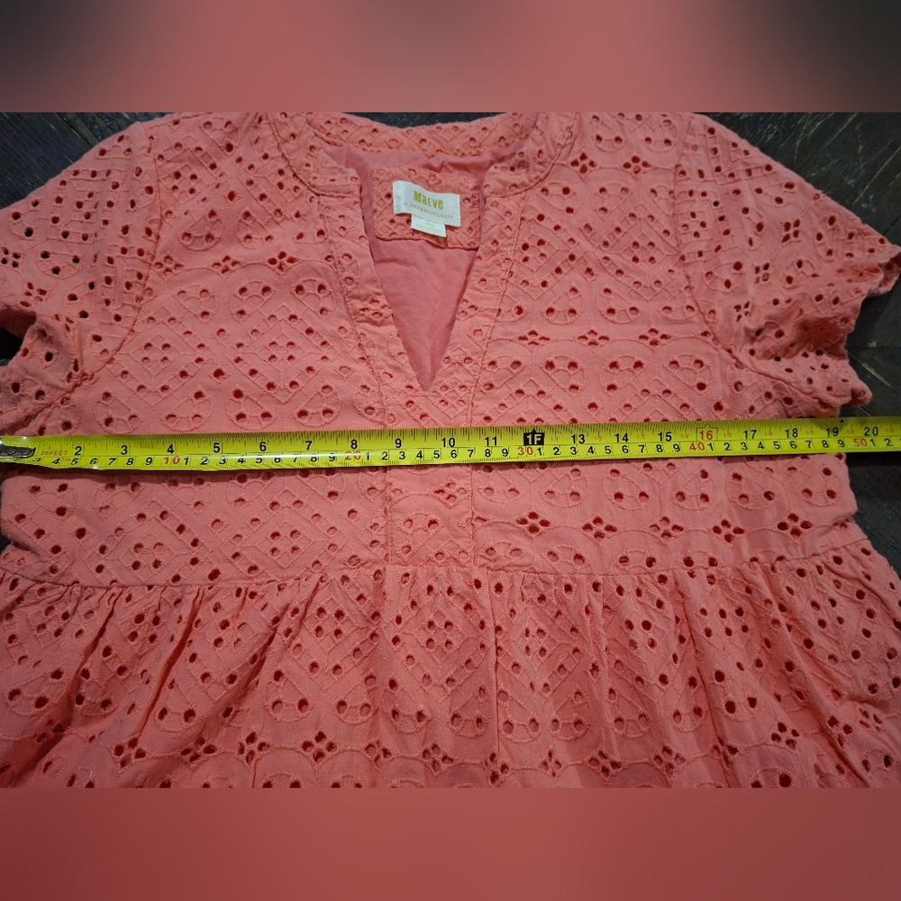Anthropologie Maeve Pink/Coral Eyelet Dress Size L. - Picture 6 of 8